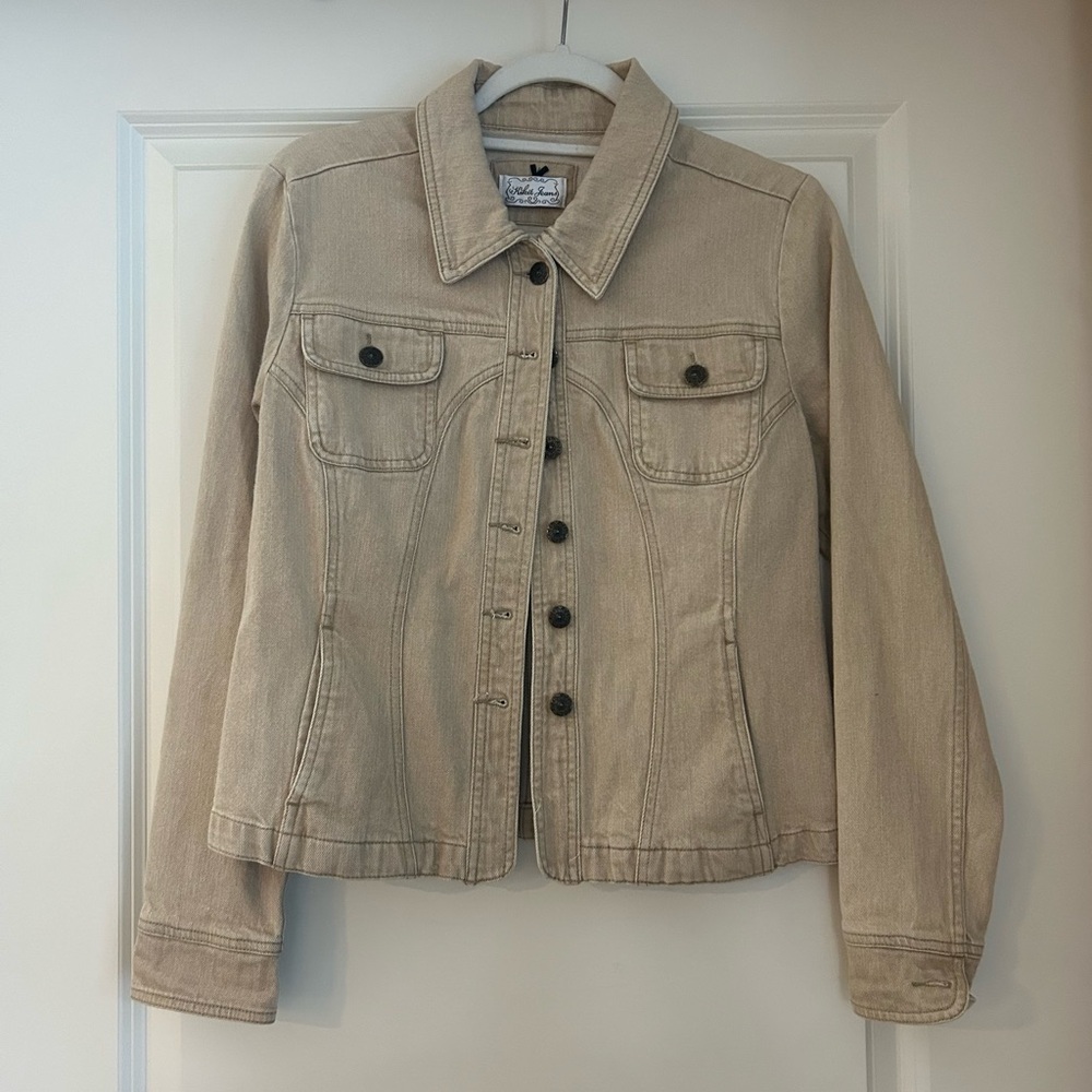 Beige Tan Denim Jacket Y2K tailored fit